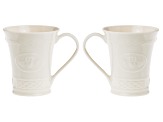 Belleek Hand Crafted Porcelain Set of 2 Claddagh Mugs
