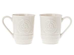 Belleek Hand Crafted Porcelain Set of 2 Celtic Mugs