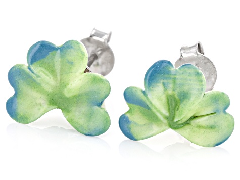 Green Porcelain Shamrock Earrings