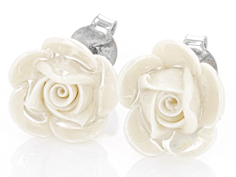 Belleek Hand Crafted Porcelain Rose Earrings