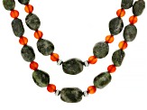 Kilfarrasy Connemara Marble & Carnelian Silver Tone Beaded Necklace