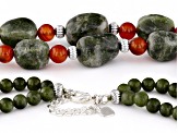 Kilfarrasy Connemara Marble & Carnelian Silver Tone Beaded Necklace