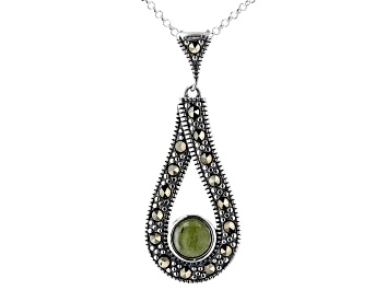 Picture of Marcasite With Connemara Marble Sterling Silver Pendant With Chain
