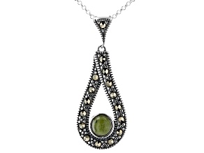 Marcasite With Connemara Marble Sterling Silver Pendant With Chain