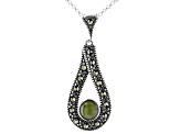 Marcasite With Connemara Marble Sterling Silver Pendant With Chain