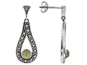 Marcasite With Connemara Marble Sterling Silver Dangle Earrings