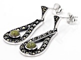 Marcasite With Connemara Marble Sterling Silver Dangle Earrings