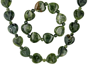 Picture of Connemara Marble Heart Silver Tone Necklace & Bracelet Set