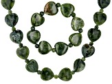 Connemara Marble Heart Silver Tone Necklace & Bracelet Set