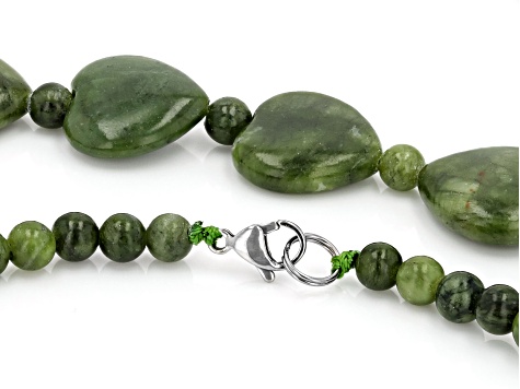 Connemara Marble Heart Silver Tone Necklace & Bracelet Set
