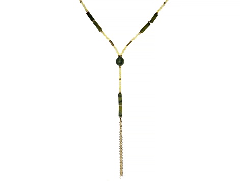 Connemara Marble Gold Tone Tassel Necklace