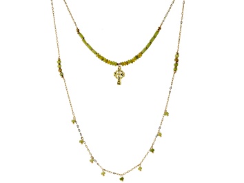 Picture of Connemara Marble Gold Tone Celtic Cross Multi-Strand Necklace
