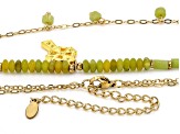Connemara Marble Gold Tone Celtic Cross Multi-Strand Necklace