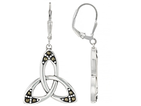 2mm Marcasite Sterling Silver Trinity Knot Earrings