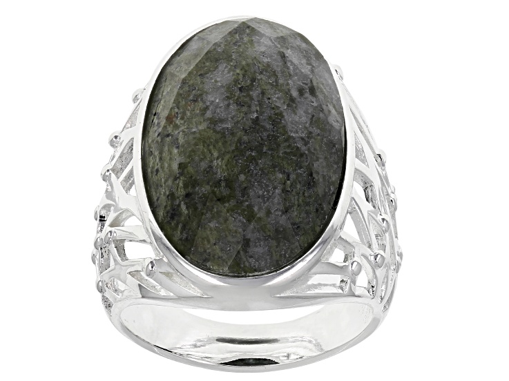 Genuine Irish Connemara Marble Ring - Sterling Silver, Size 10, Gift Box