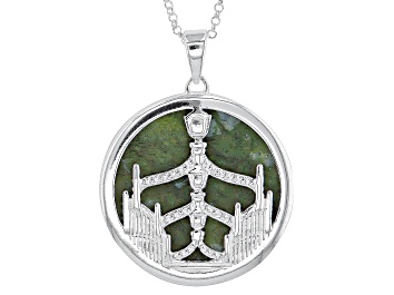 Picture of 24mm Connemara Marble Disc Sterling Silver Dublin Halfpenny Bridge Pendant With Chain