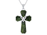 Connemara Marble Sterling Silver Trinity Knot Cross Pendant With 24"L Chain