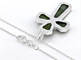 Connemara Marble Sterling Silver Trinity Knot Cross Pendant With 24"L Chain
