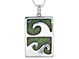 30x20mm Connemara Marble Sterling Silver Celtic Wave Pendant With 24"L Chain