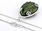 23x17mm Connemara Marble Sterling Silver Claddagh Pendant With Chain