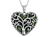 20mm Connemara Marble Sterling Silver "Tree of Life" Heart Pendant With Chain