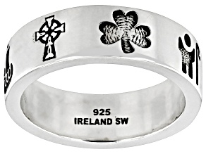 Sterling Silver Irish Symbol Band Ring
