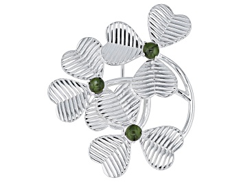 Picture of 3mm Connemara Marble Sterling Silver Shamrock Brooch