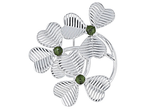 3mm Connemara Marble Sterling Silver Shamrock Brooch