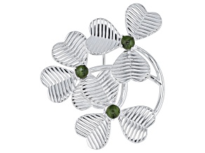 3mm Connemara Marble Sterling Silver Shamrock Brooch
