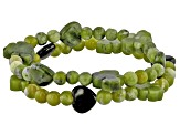 Heart & Shamrock Connemara Marble Elastic Stretch Bracelet Set of 2