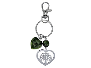 20mm Heart Shaped Connemara Marble Stainless Steel Tree of Life Key Chain