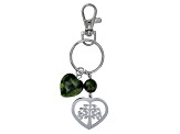 20mm Heart Shaped Connemara Marble Stainless Steel Tree of Life Key Chain
