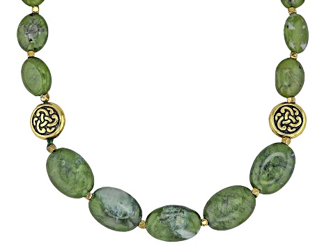 Connemara Marble Gold Tone Beaded Necklace