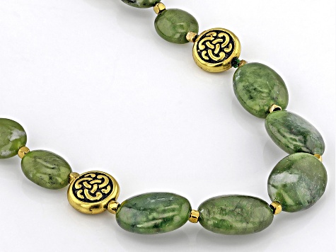 Connemara Marble Gold Tone Beaded Necklace