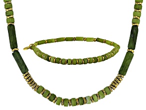 Connemara Marble Gold Tone Necklace and Bracelet Set