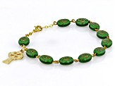 Ceramic Shamrock Bead Gold Tone Celtic Rosary Bracelet