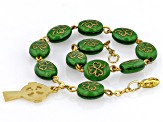Ceramic Shamrock Bead Gold Tone Celtic Rosary Bracelet