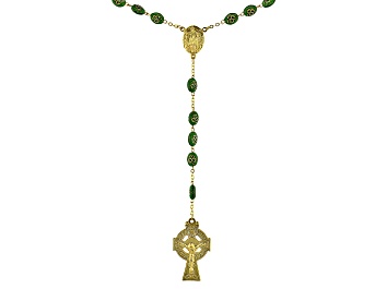 Picture of Ceramic Shamrock Bead Gold Tone Celtic Rosary
