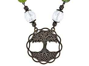 Connemara Marble & Glass Antique Tone "Tree of Life" Necklace 8-10mm