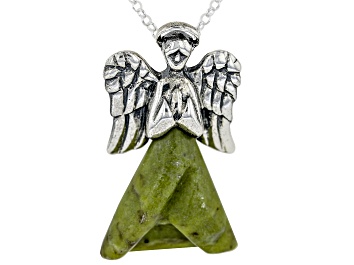 Picture of Connemara Marble Silver Angel Pendant With 24" Chain