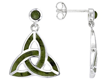 Picture of Inlay Connemara Marble Sterling Silver Trinity Knot Earrings 3mm