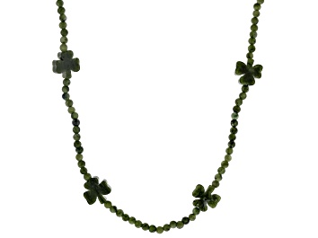 Picture of Connemara Marble Beaded Shamrock Motif Necklace 6mm
