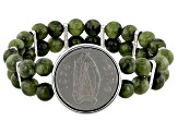 Connemara Marble & 10p Coin Silver Tone Beaded Stretch Bracelet 8mm