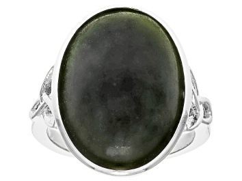 Picture of Connemara Marble Silver Tone Trinity Knot Ring 18x12mm
