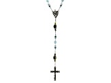 10mm Connemara Marble, 7mm Blue Glass & Pearl Simulant Silver Tone Blessed Mary Rosary