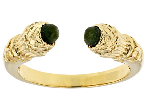 Connemara Marble Gold Tone Torc Style Ring 3mm