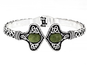 Connemara Marble Silver Tone Viking Style Cuff Bracelet 4mm