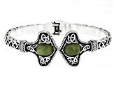Connemara Marble Silver Tone Viking Style Cuff Bracelet 4mm