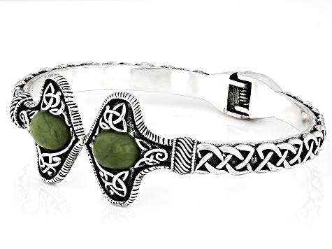 Connemara Marble Silver Tone Viking Style Cuff Bracelet 4mm