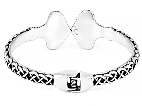 Connemara Marble Silver Tone Viking Style Cuff Bracelet 4mm